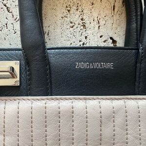 Zadig & Voltaire Black and Cream Shoulder Bag